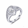 Anillo de plata del corazón 925 Joyería del diamante del baile AAA CZ